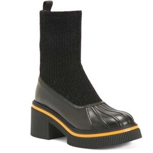 Aerosoles Ryan Waterproof Leather Duck Black Wool Sock Boots 9.5